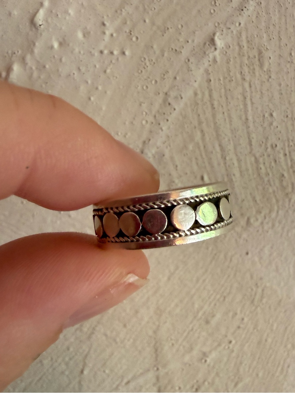 Sterling Silver Dot Band Ring - Silver
